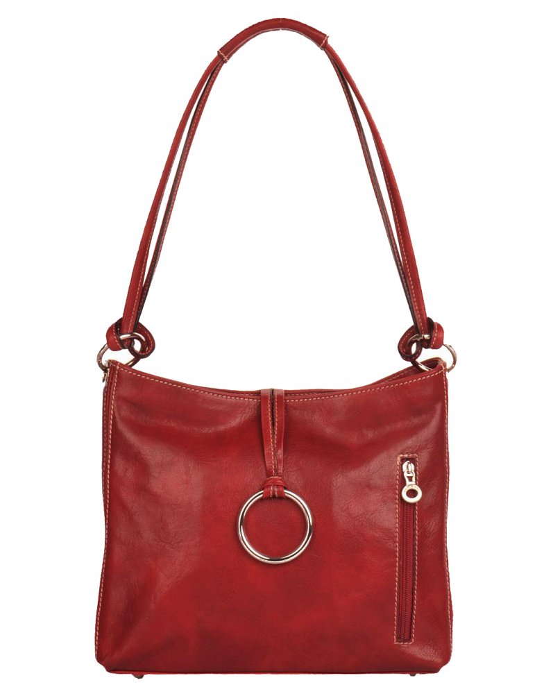Levně Giglio leather Dámská kožená kabelka přes rameno 095-1 červená