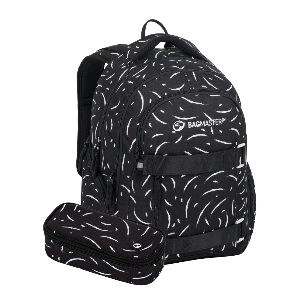 Bagmaster školní set NOMAD 25 A – černo-bílý (batoh + penál)