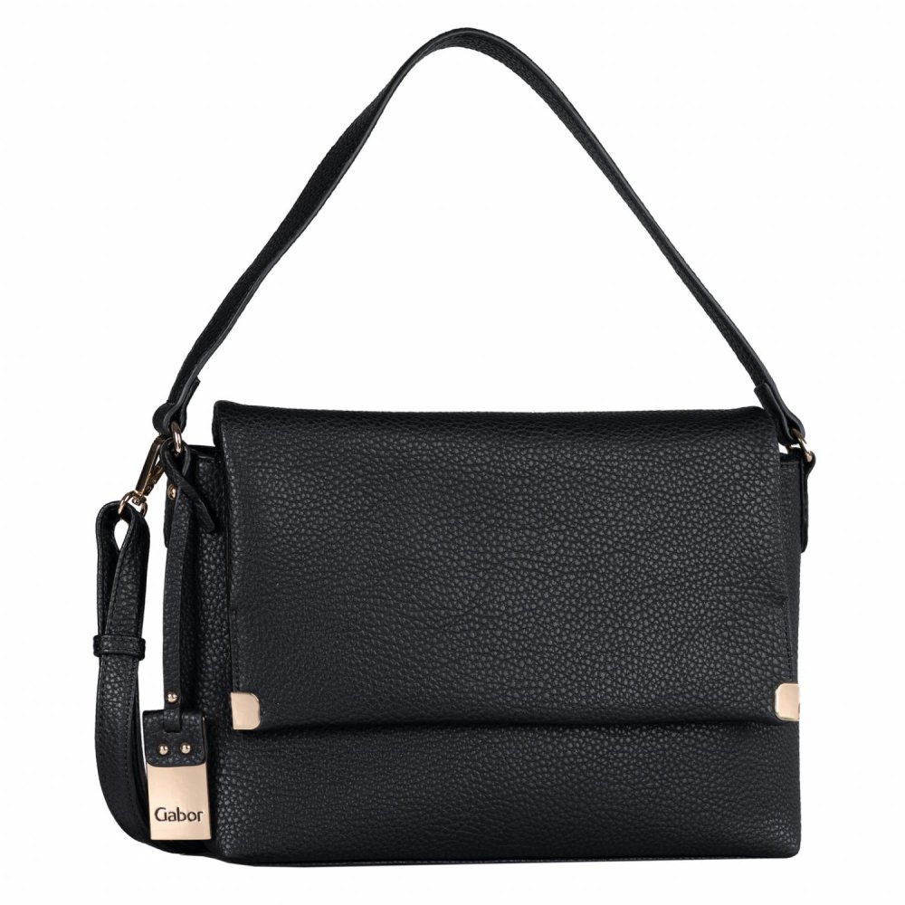 Levně Gabor Gela Flap Bag M Black – elegantní černá dámská kabelka 011648