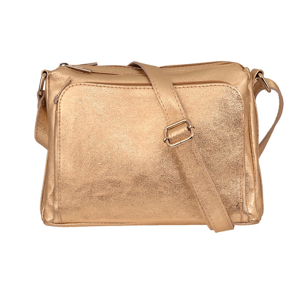 MaxFly kožená crossbody kabelka 5542 zlatá