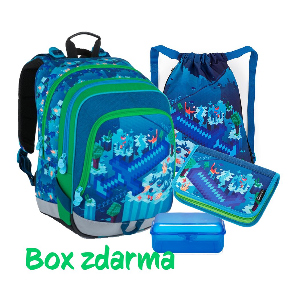 Školní batoh ALFA 21 B malý set (batoh + penál + sáček + box)