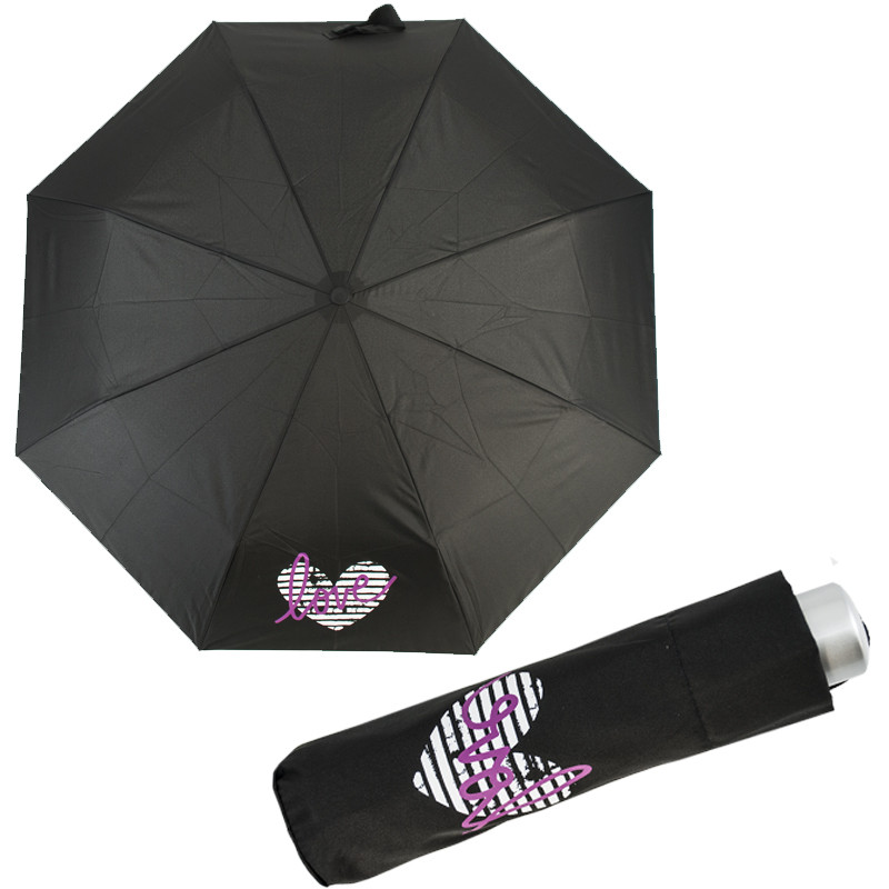 Levně Dívčí skládací odlehčený deštník Mini Light Kids 722165KN-01 černý LOVE