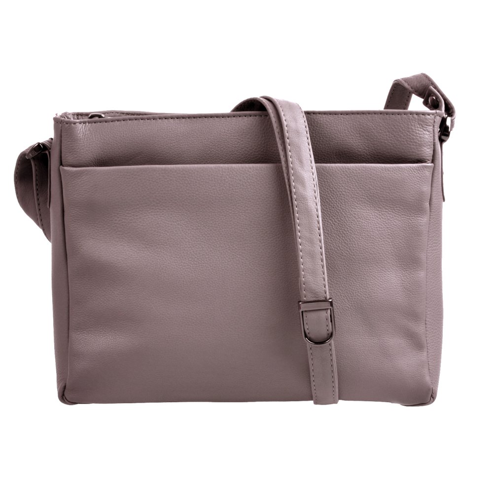 Levně Kožená kabelka přes rameno New Bags Leather LB-206 hnědá taupe