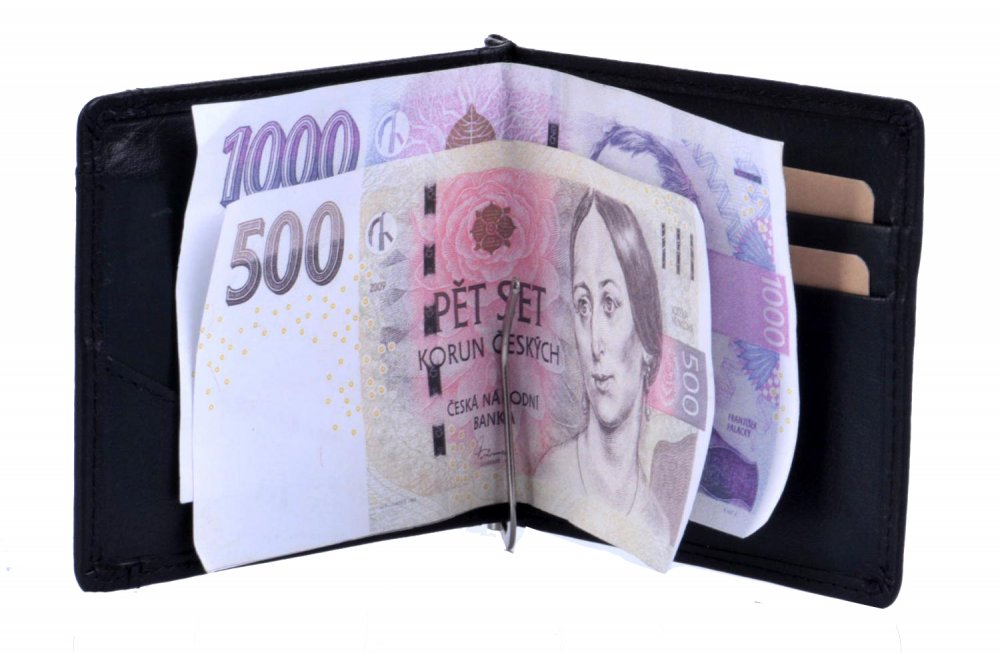 Lagen W-2018 černá – pánská kožená dolarovka s mincovníkem