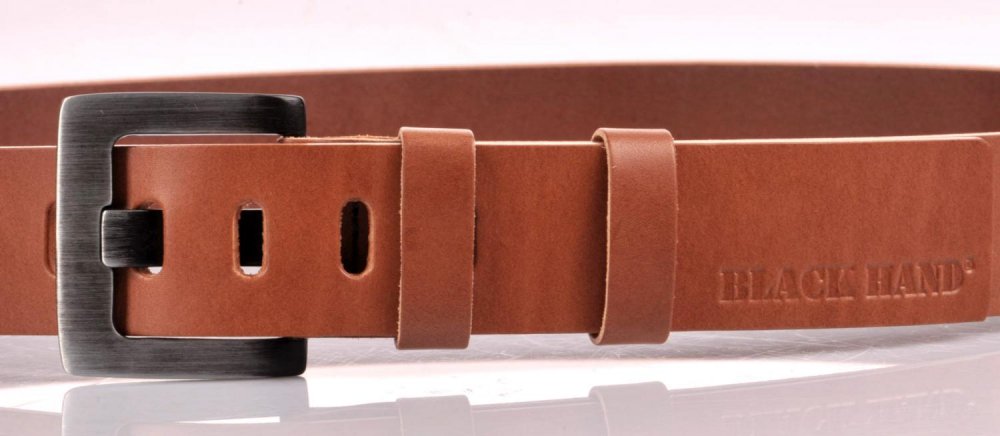 Levně Pánský kožený pásek 049-70 světle hnědý 110 cm
