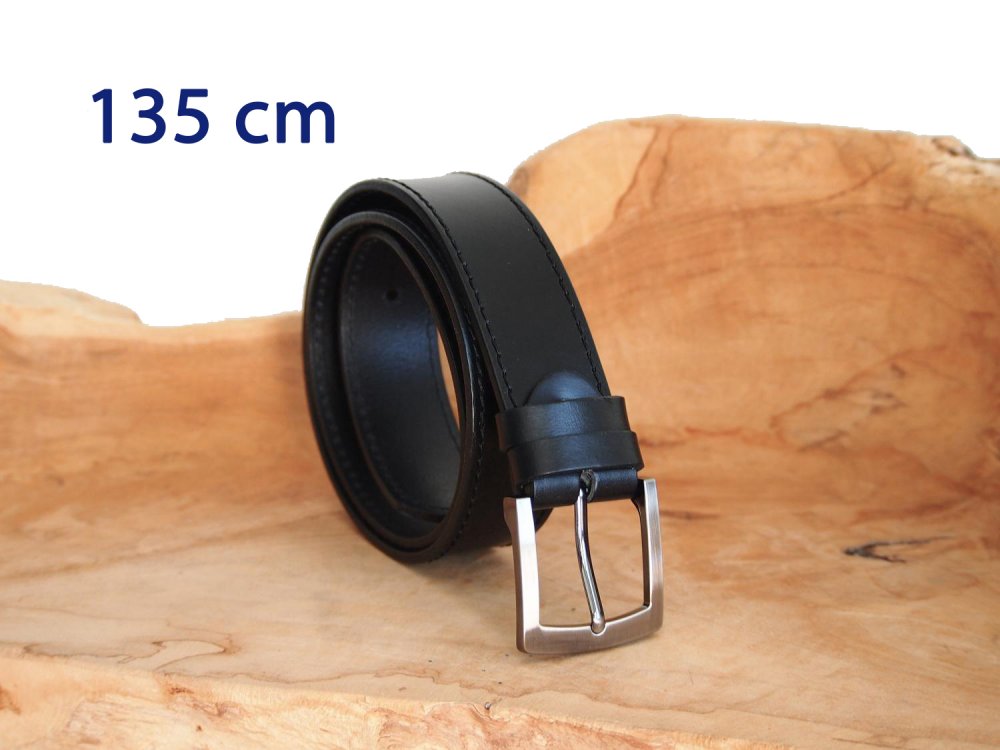 Pánský kožený pásek černý 25-1-60 obvod pasu 135 cm - dlouhý 135 cm