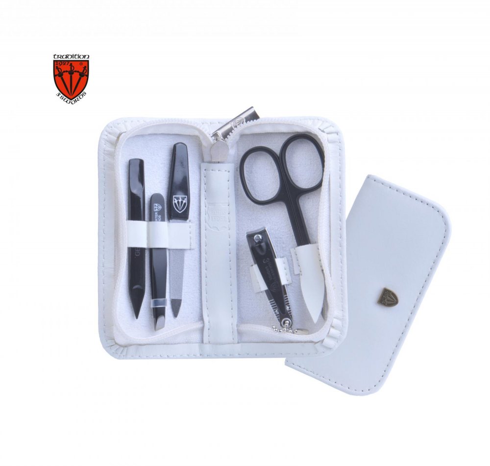 Kellermann Dámská manikúra 5-ti dílná sada v bílém koženém pouzdře L 52123 MC SZ