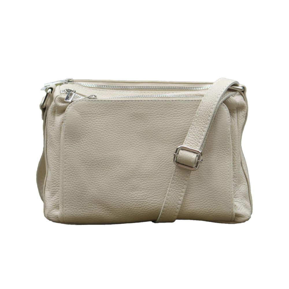 Levně MaxFly kožená crossbody kabelka 5542 béžová