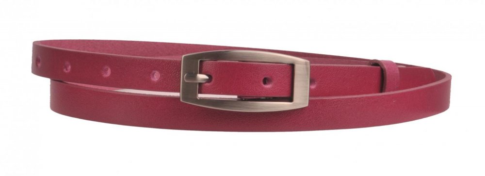 Dámský kožený úzký pásek 15-2-53 růžový 80 cm