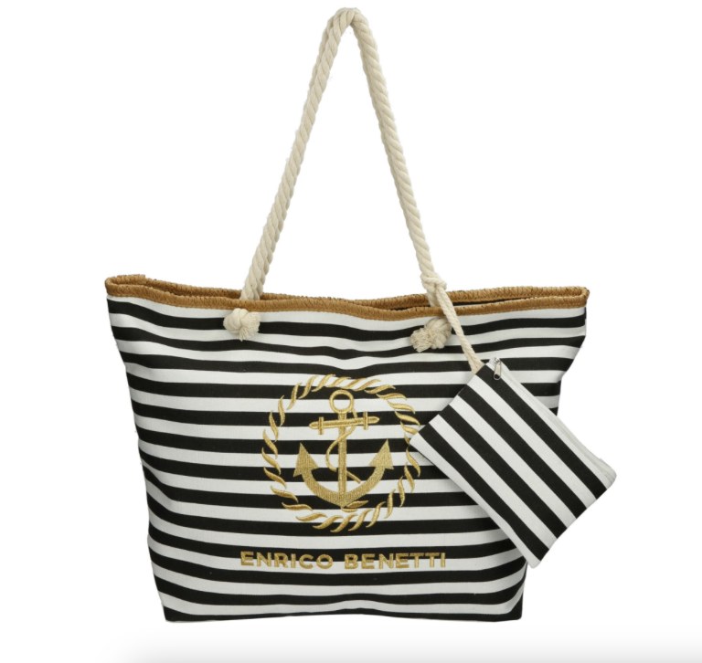 Plážová taška Florence motiv kotva 80009-001 černo bílá 2. jakost