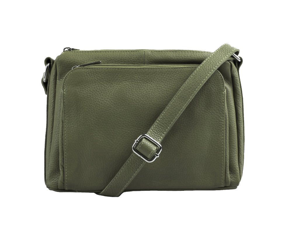 Levně MaxFly Kožená crossbody kabelka 5542 oliva