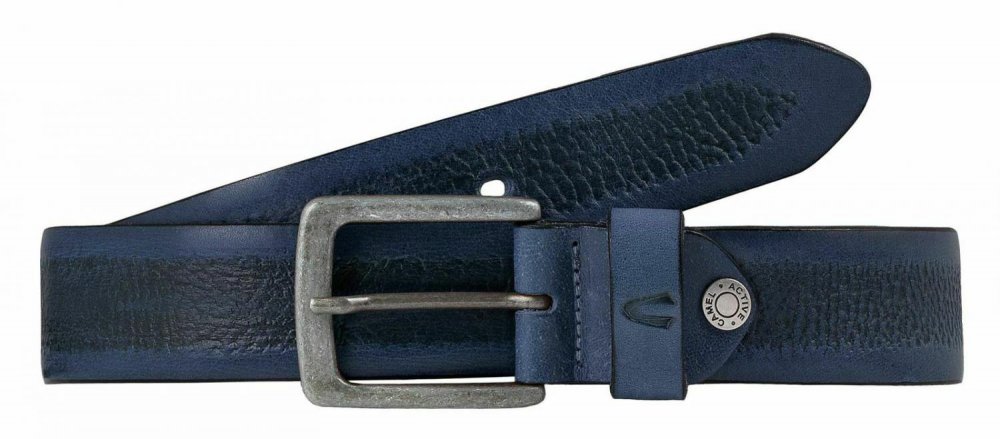 Levně Kožený pánský pásek 35 mm 113-115-55 modrý - zkráceno na 95 cm 95 cm
