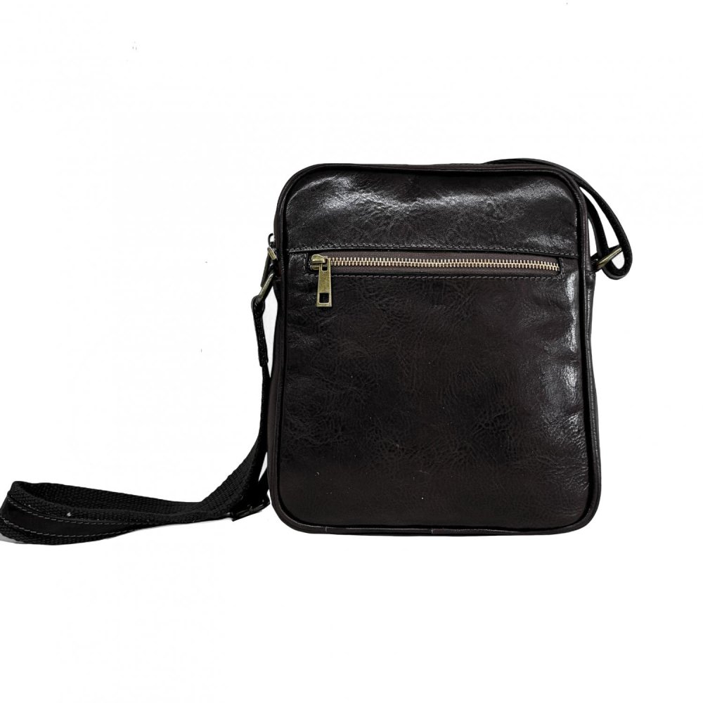 MaxFly Pánská kožená crossbody taška T08 černá
