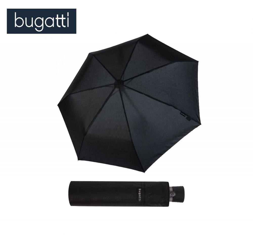 Levně Skládací ultra lehký deštník Take it HEAT STAMP 726169BU černý s logem