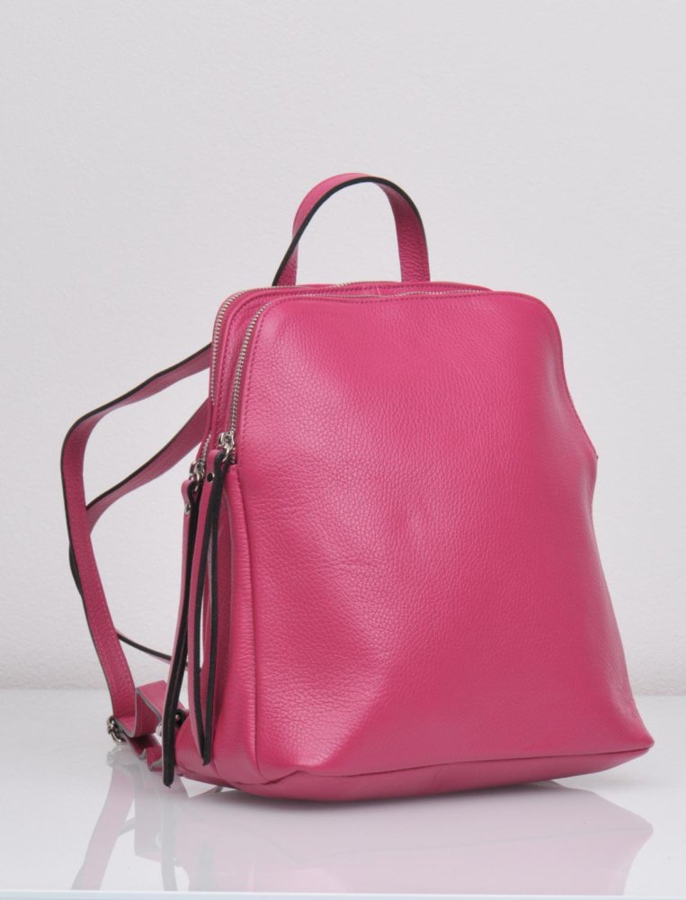 Levně Kožený batoh dámský MaxFly 6226 fuxia
