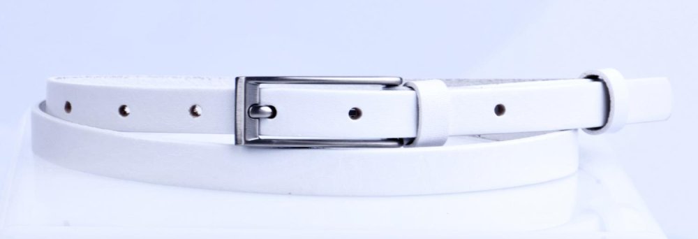 Levně Dámský bílý kožený opasek 15 mm s elegantní sponou 15- 1-00