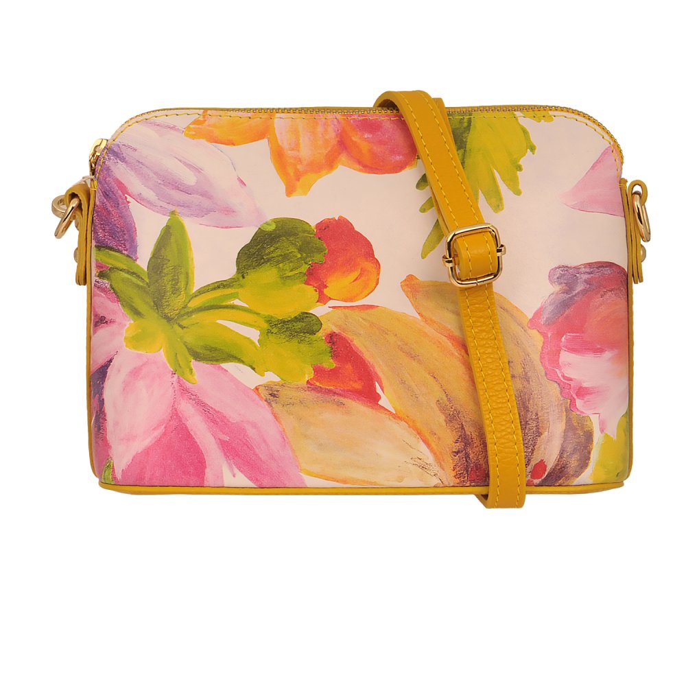 Malá kožená crossbody kabelka 52321 žlutá