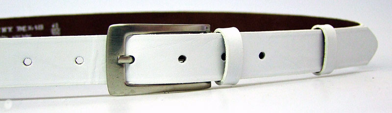 Bílý úzký dámský kožený pásek 176-00 90 cm