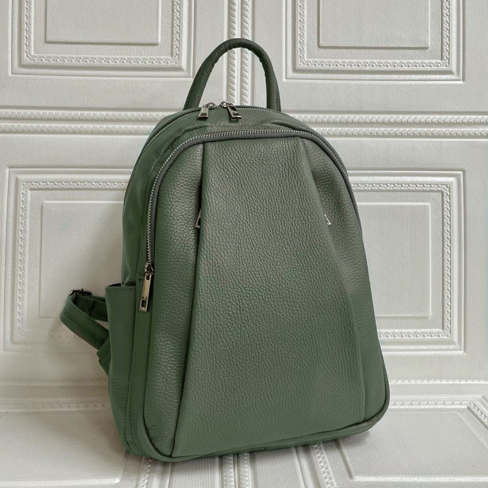 MAXFLY, Dámský kožený batoh 5637 oliva