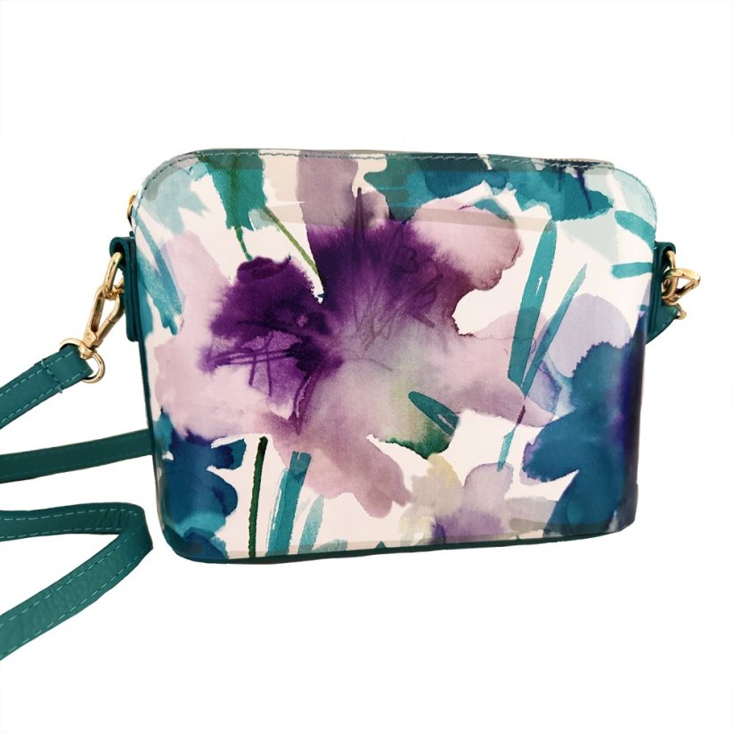 MaxFly dámská kožená kabelka crossbody  52321-16 tyrkysová