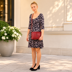 MaxFly 5085 – malá dámská kožená crossbody kabelka červená