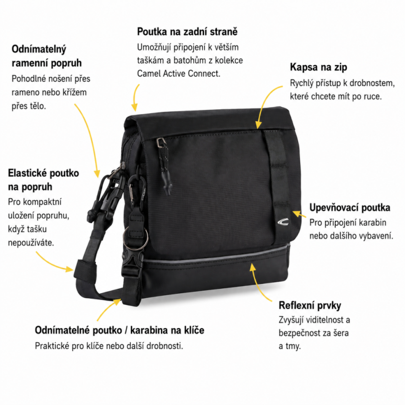 Camel Active Connect Flap Bag S pánská taška přes rameno černá 012224