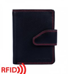 Peněženka kožená se zápinkou RFID ochrana 8095 R černá/červená