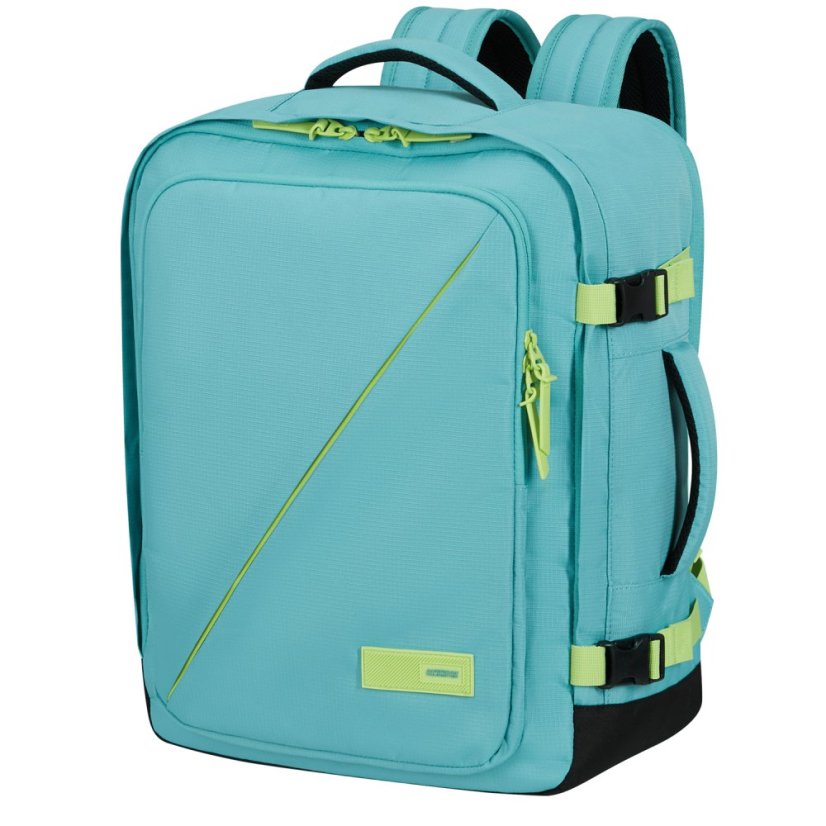 American Tourister TAKE2CABIN Batoh M 45cm Modrý Dusty Turquoise/Lime 38L 149175-A647
