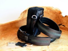 Kožená kapsa na opasek a přes rameno 611-6207 černá