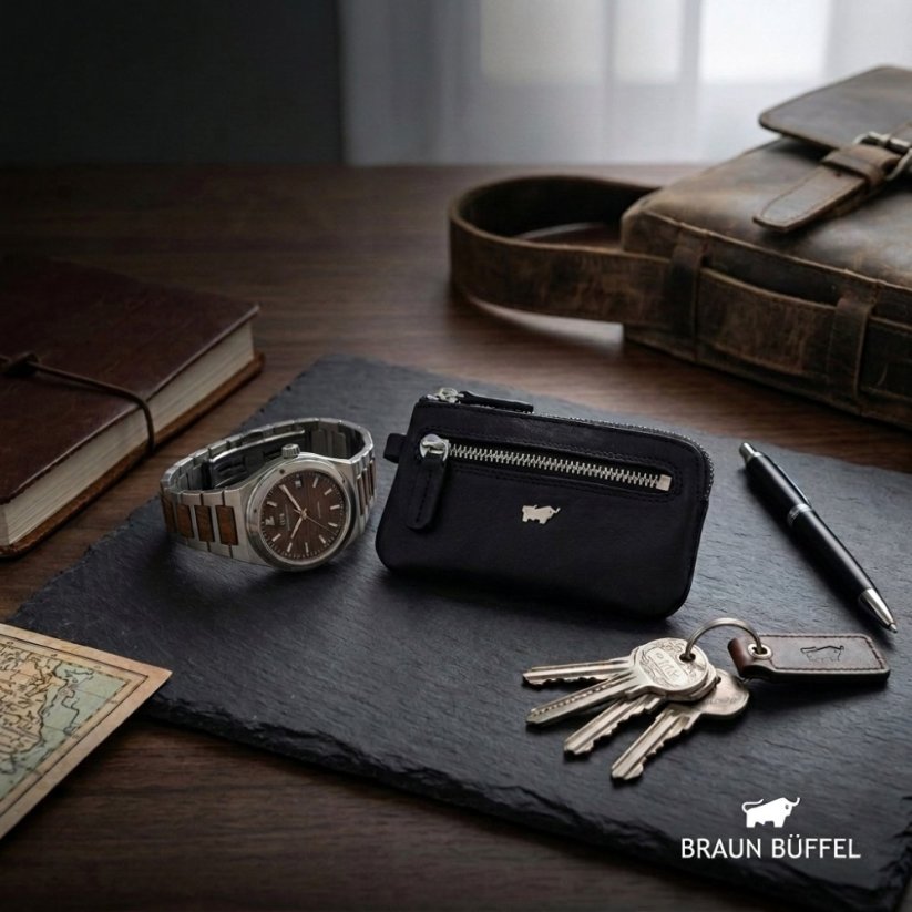 Braun Büffel Golf M slim kožená klíčenka 90000-510-010 černá