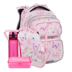 Velky školní set pro prvňáčky – motýlci DOPI 25 a (batoh + penál + sáček + lahev + box)