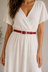 Dámský úzký kožený pásek Penny Belts 173-93 červený