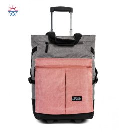 Chladící nákupní taška na kolečkách s chladící přední kapsou PUNTA COOL 10411-2700 šedá-starorůžová