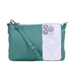 Menší kožená crossbody kabelka 5474 tyrkys