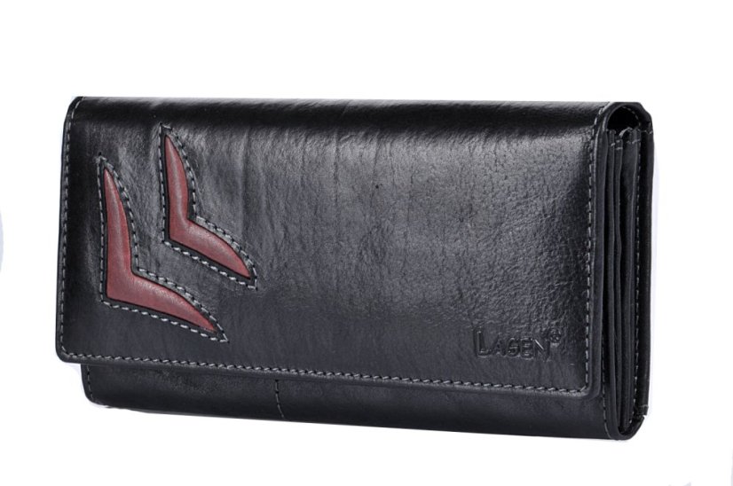 Dámská kožená peněženka Lagen 6011/T Black/Red