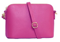 MaxFly dámská kožená kabelka crossbody 5232 fuxia
