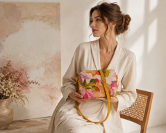 Malá kožená crossbody kabelka SARA BAGS 52321 žlutá