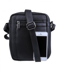 New bags leather - Pánská kožená taštička přes rameno černá LB-254