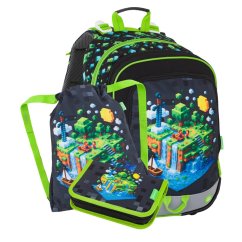 Bagmaster Malý školní set pro prvňáčky – země kostiček ALFA 26 B ( batoh + penál + sáček na tělocvik)