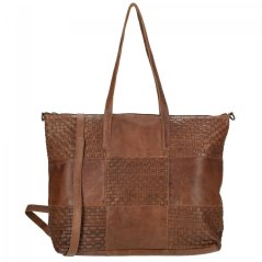 Proplétaná velká kožená shopper kabelka Enrico Benetti Sicily 89033-005 hnědá cognac