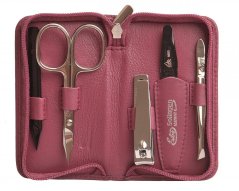 Erbe Solingen Dámská kožená manikúra 5-ti dílná sada 9081 růžová - nůžky Solingen