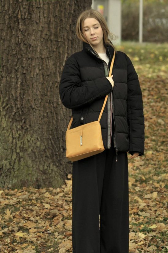 Dámská kožená crossbody kabelka 5085 tmavě žlutá