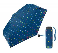 Deštník skládací Benetton Ultra Mini Flat Signature Dot blue sapphire 59007 tmavě modrý