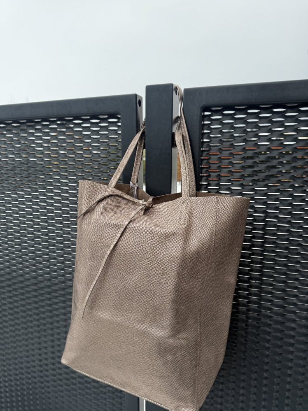 Charm London Velká kožená kabelka L606 metalická bonzová