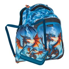 Bagmaster Malý školní set LUMI 26 D batoh, sáček a penál - drak, lehký ergonomický set pro prvňáčky