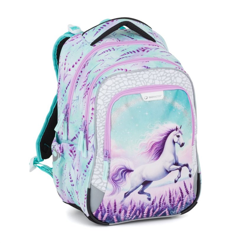 Bagmaster 'LUMI 26 B velký školní set  (batoh, sáček, penál, lahev a box )- kůň, lehký ergonomický set pro prvňáčky