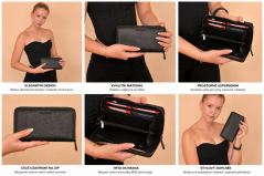 Prostorná dámská peněženka celá zip Old River RFID PWS-670 černá