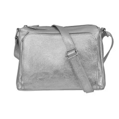 Kožená crossbody kabelka MAXFLY 5542 stříbrná