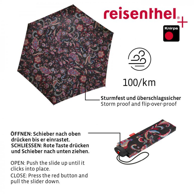 Deštník Reisenthel umbrella pocket mini paisley black RT7064