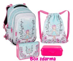 Malý školní set LUMI 23 B - Víla (batoh + penál + sáček na TV + box na svačinu)